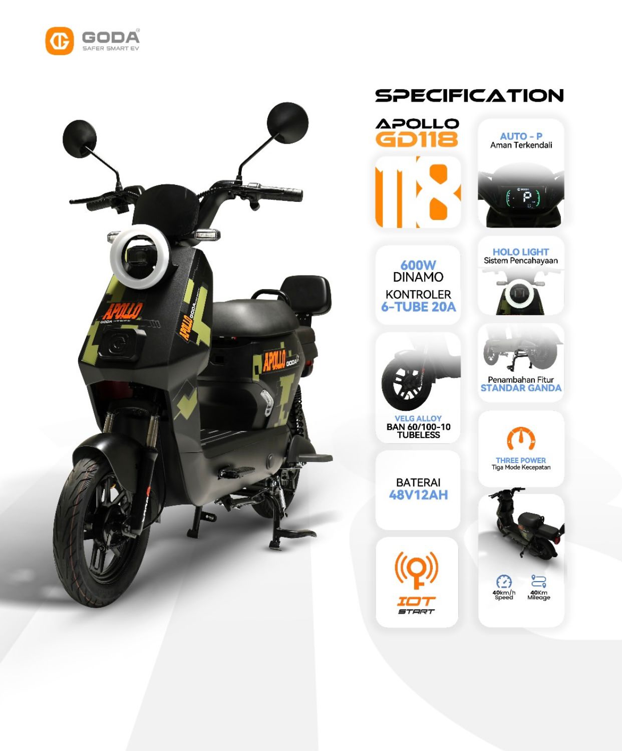 Jual Sepeda listrik GODA tipe APOLLO GD118 Murah - Ar-Rahman E-Bike Bondowoso